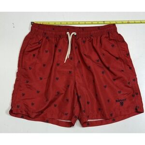 Barbour L127303 Mens Rich Red Shield Crest‎ Pattern Swim Trunks Size Medium